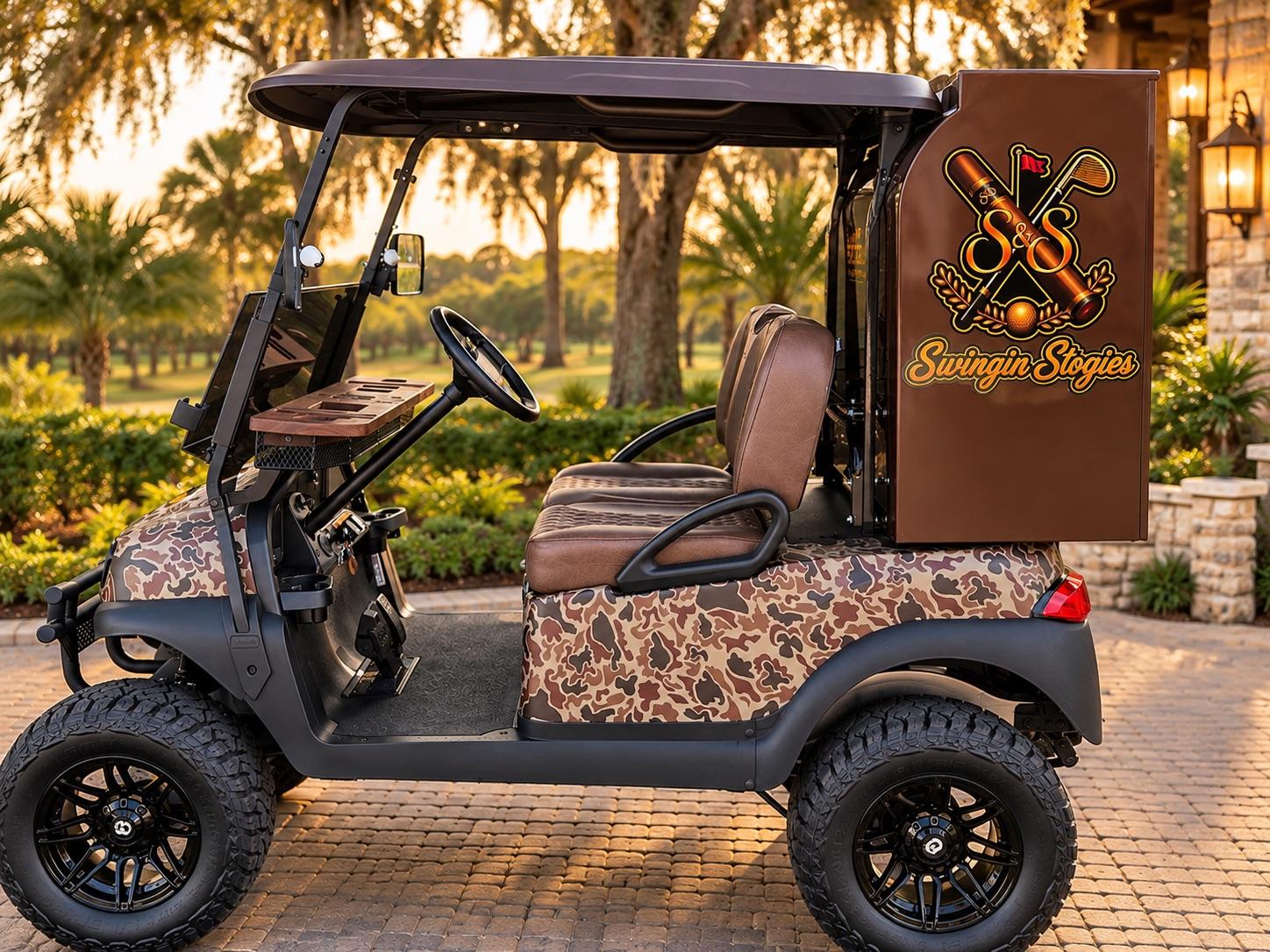 Swinging Stogies custom cigar cart with a full camouflage body treatment