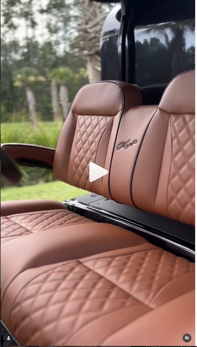 Cognac diamond stitched seats, up close